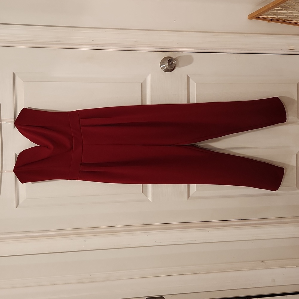 Red Strapless Jumpsuit
